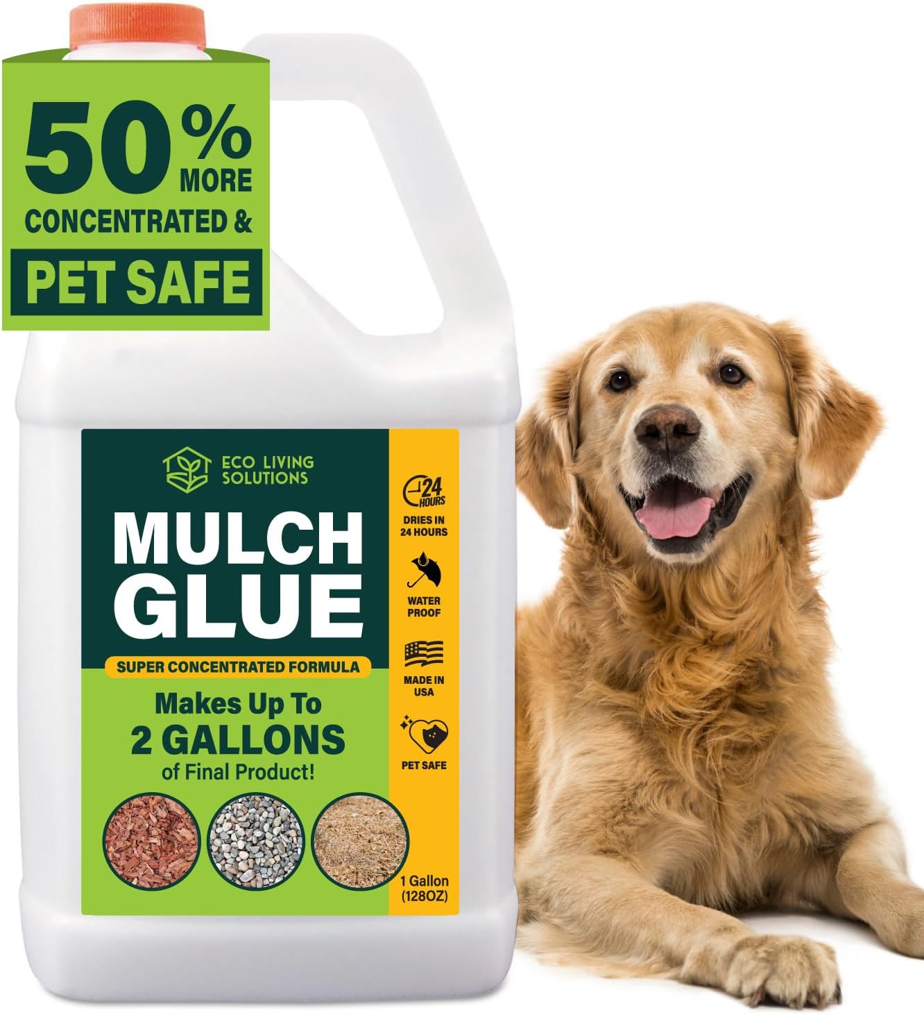Mulch Glue for Landscaping - Rock Glue & Gravel Glue | Spray Glue for Paver Sealer | Landscape Glue for Mulch & Pebbles | Gravel Binder | Pet Safe Mulch Glue - 1 Gallon