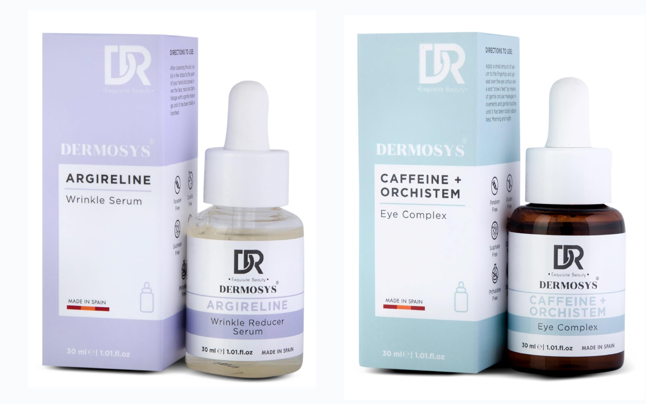 Dermosys Argireline Wrinkle Reducer Serum | Hydrating & Anti-Aging + Caffeine+Orchistem Under Eye Complex | For Dark Circles| Daily Use Serum | For All Skin Types - 30ml+30ml (Combo)