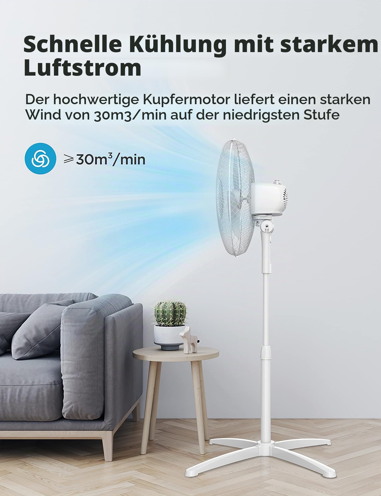 ALL SHOP - Midea FS40-20M Stand Fan 3000 verstellbarer Ventilator D.40 cm