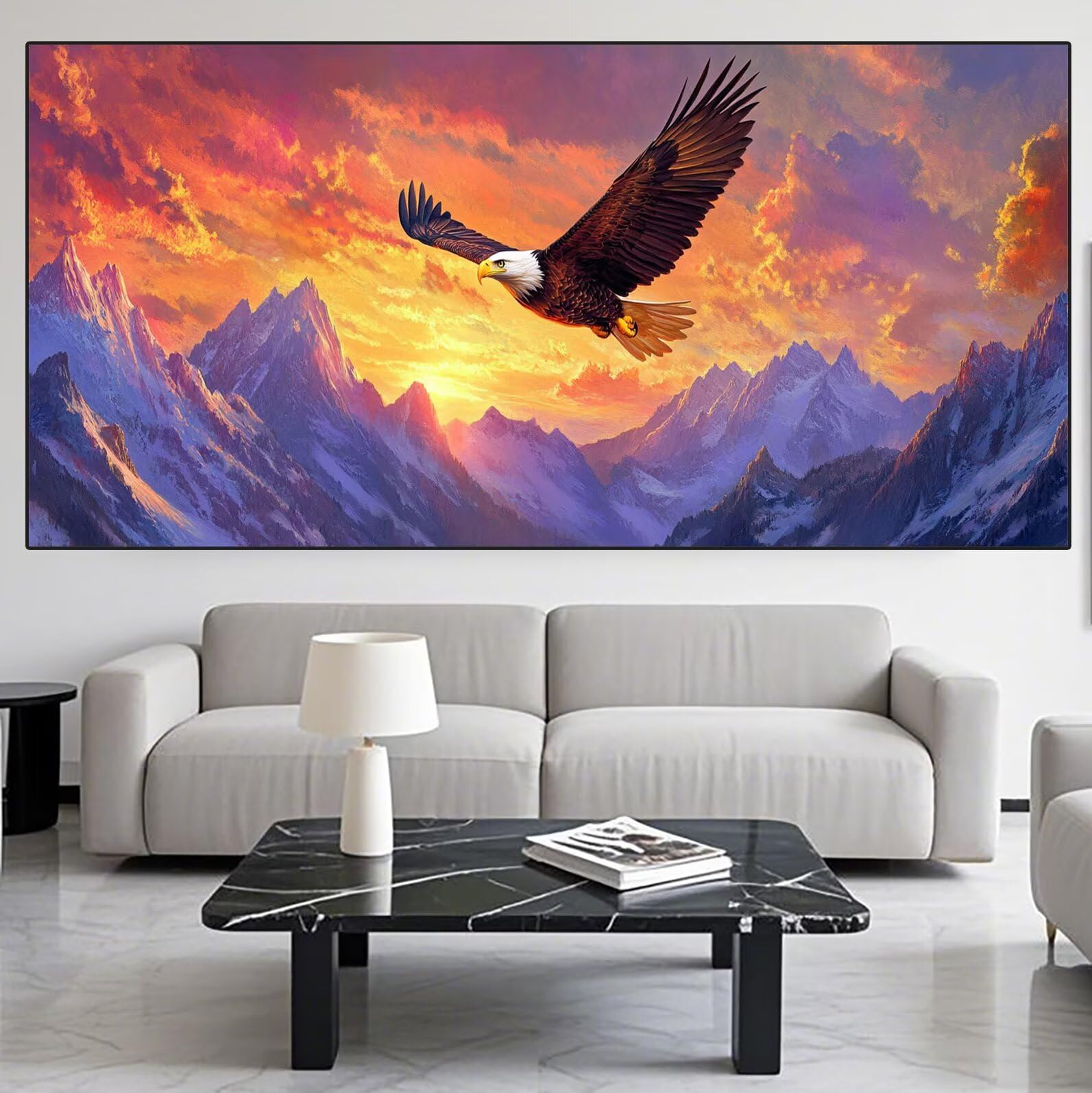 Eagle Diamond Art Snow Mountain Diamond Painting Arts and Crafts for Adults,5D Diamont Painting Kits Adults Crysta Cross Stitch Pictures, DIY Zestaw do haftowania dla początkujących, dekoracja ścienna