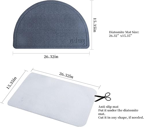 Miniatura 3 de Cmreasj Tapete de baño de tierra de diatomeas de secado rápido con agua súper absorbente, tapete de diatomita con tapetes de piedra antideslizantes