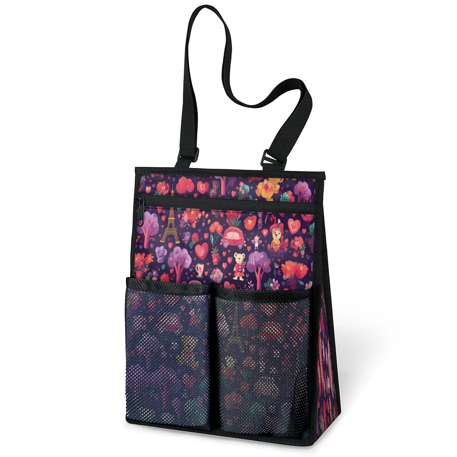 Ourtheme Cute Valentines Day Portable Shower Bag for Travel Gym Camp Beach Tote Shower Caddy Bags Hanging Toiletry