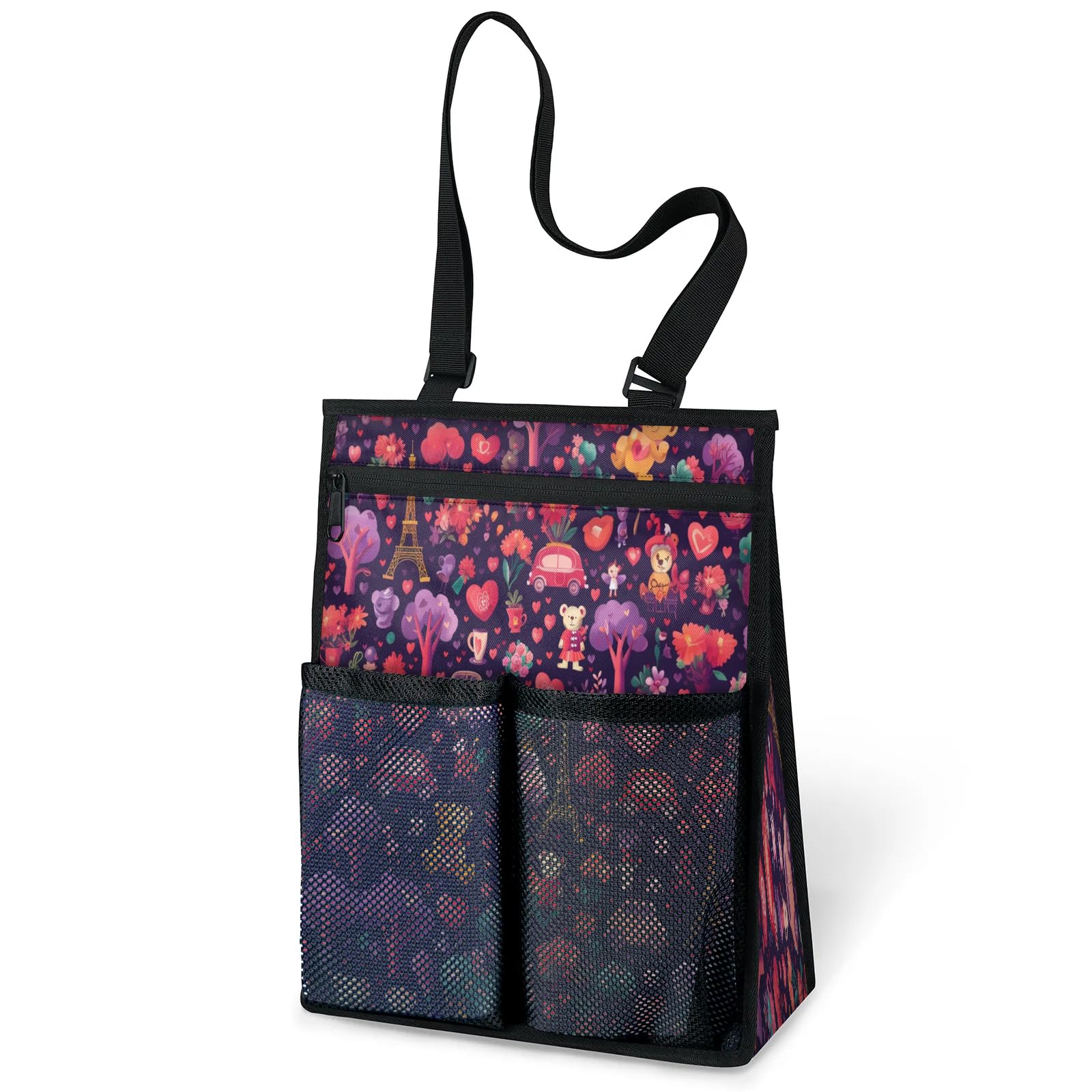 Ourtheme Cute Valentines Day Portable Shower Bag for Travel Gym Camp Beach Tote Shower Caddy Bags Hanging Toiletry