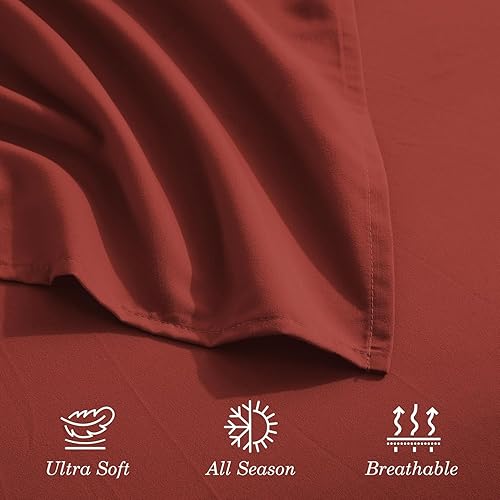 Vista 58 de Juego de sábanas de microfibra de 4 piezas prémium de calidad hotelera 1800 hilos, resistente a las arrugas, ultra suave y transpirable, juego