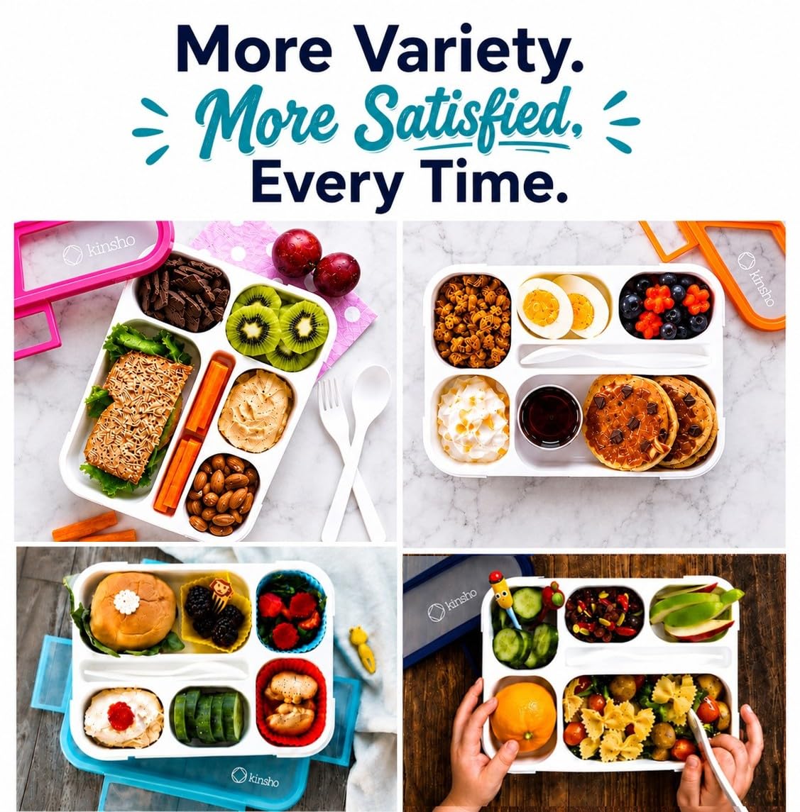 Bento-Box zestaw 2 pudełek na lunch, szczelne pojemniki na porcje do przygotowywania posiłków dla dzieci i dorosłych, do pracy lub szkoły, na lunch i przekąski, nie zawiera BPA, fioletowy