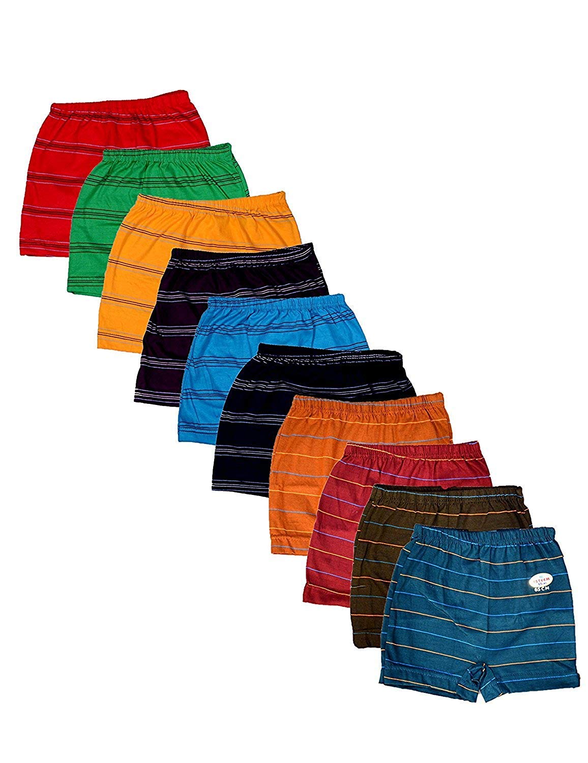 Esteem Baby Boys and Girls Cotton Striped Innerwear Trunks | Pack of 10 |-image-17