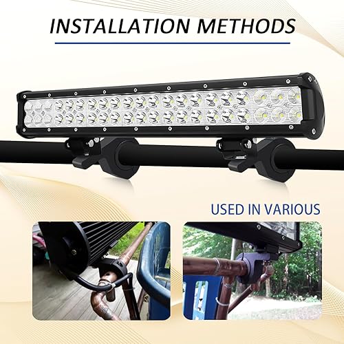 Miniatura 4 de AveneMark - Paquete de 2 soportes de barra de luz LED de 0.75/1/1.25 pulgadas, soportes de montaje para portaequipajes de techo de barra horizontal