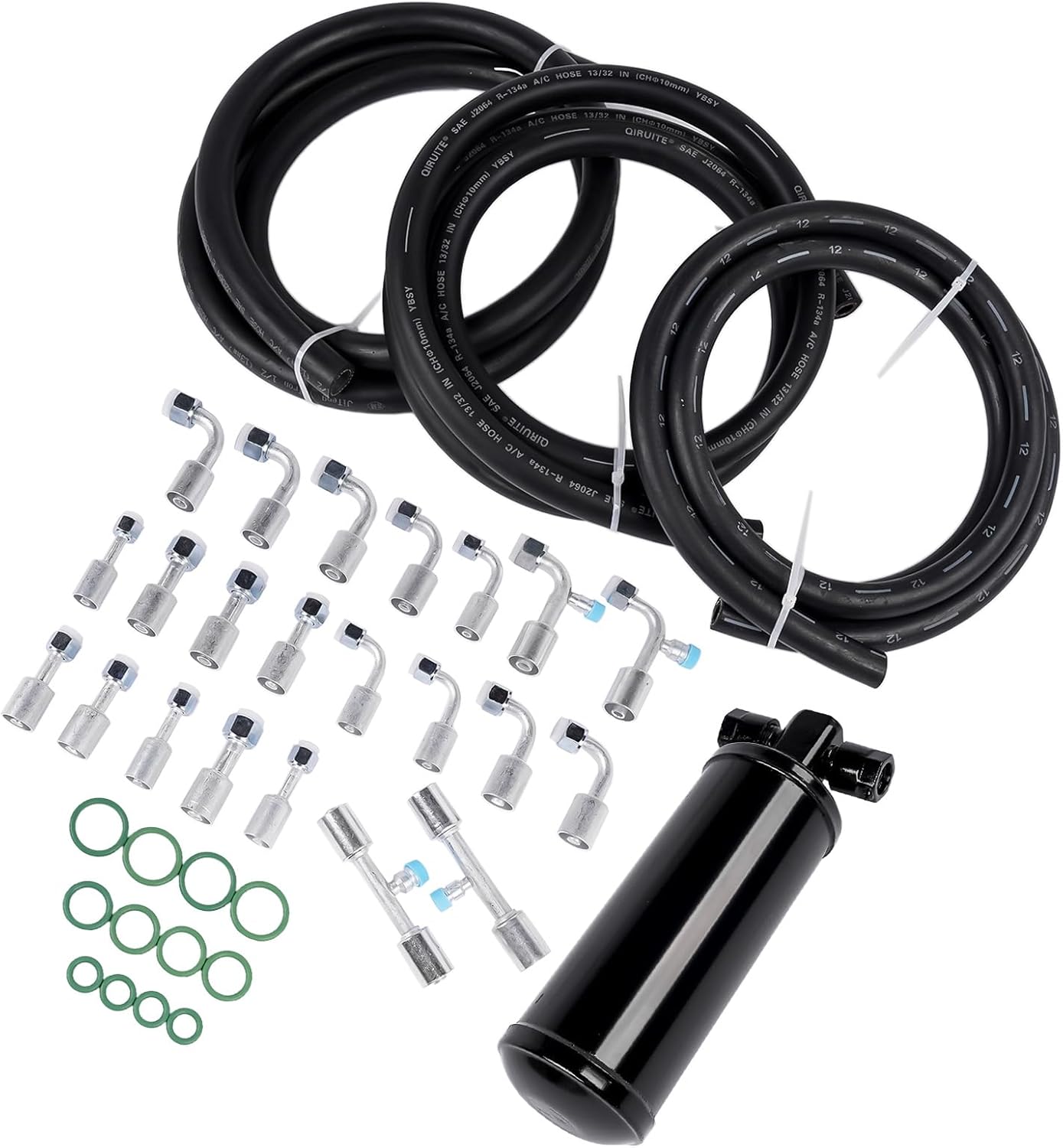 26PCS Air Conditioning Hose and Fitting Kit Includes 6.5ft #6#8#10 AC Hoses Universal AC Receiver Drier Weonefit