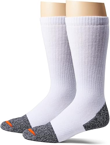 Merrell unisex-adult Men's and Women's Cotton Safety Work Crew Socks - 2 Pairs - Breathable Blister Prevention