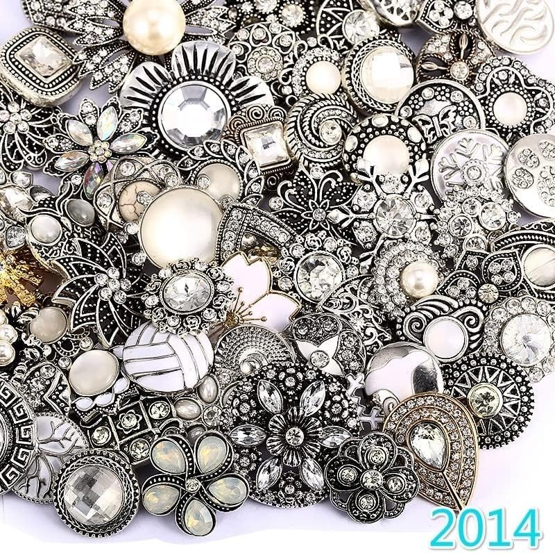 10PCs Mixed Style Rhinestones Snaps Jewelry Charms Buttons 18/20mm for Interchangeable Snaps Jewelry Making Women DIY Button Bracelets Necklaces Rings Brooch Accessories (White) - Image 3