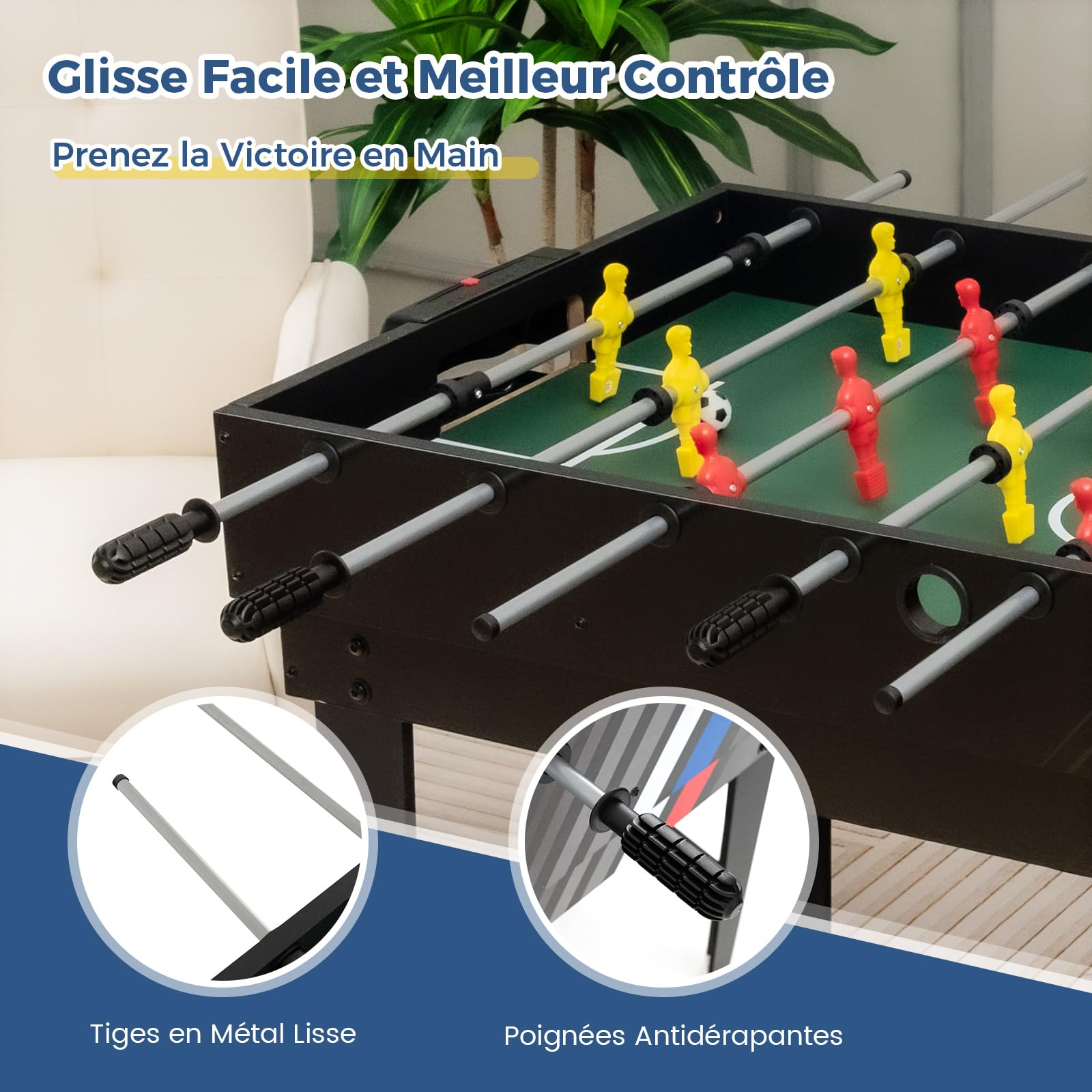 COSTWAY 4 en 1 Table de Baby-Foot avec Billard & Hockey & Tennis, Table Multijeux Empilable avec Marqueur Manuel, Jouet d'arcade pour Fête Bar Salle de Jeux, Accessoires Inclus, 125x97x83cm