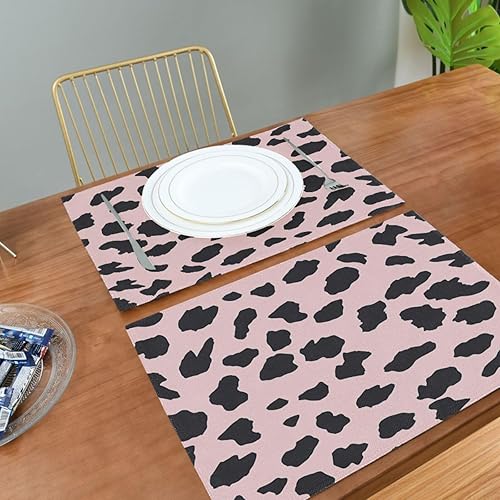 Miniatura 5 de Personalizado estampado de leopardo bebé placemat placa arpillera manteles individuales tela lavable 6 piezas 12 x 18 manteles redondos para mesa