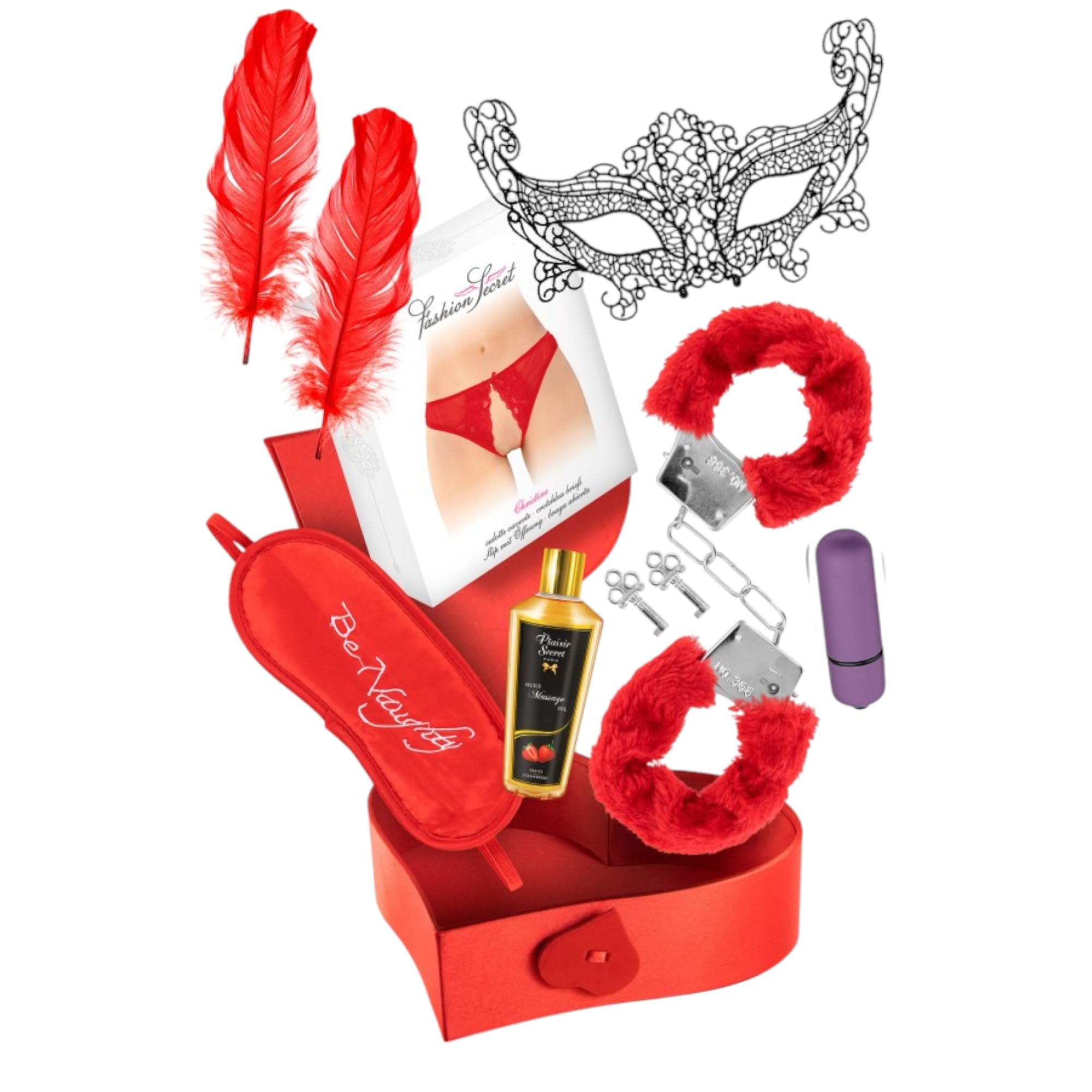 Coffret Cadeau Saint-Valentin Couples – Kit Bien-Être Intime Adulte avec Accessoires & Huile de Massage – Idée Romantique pour Elle ou le Couple