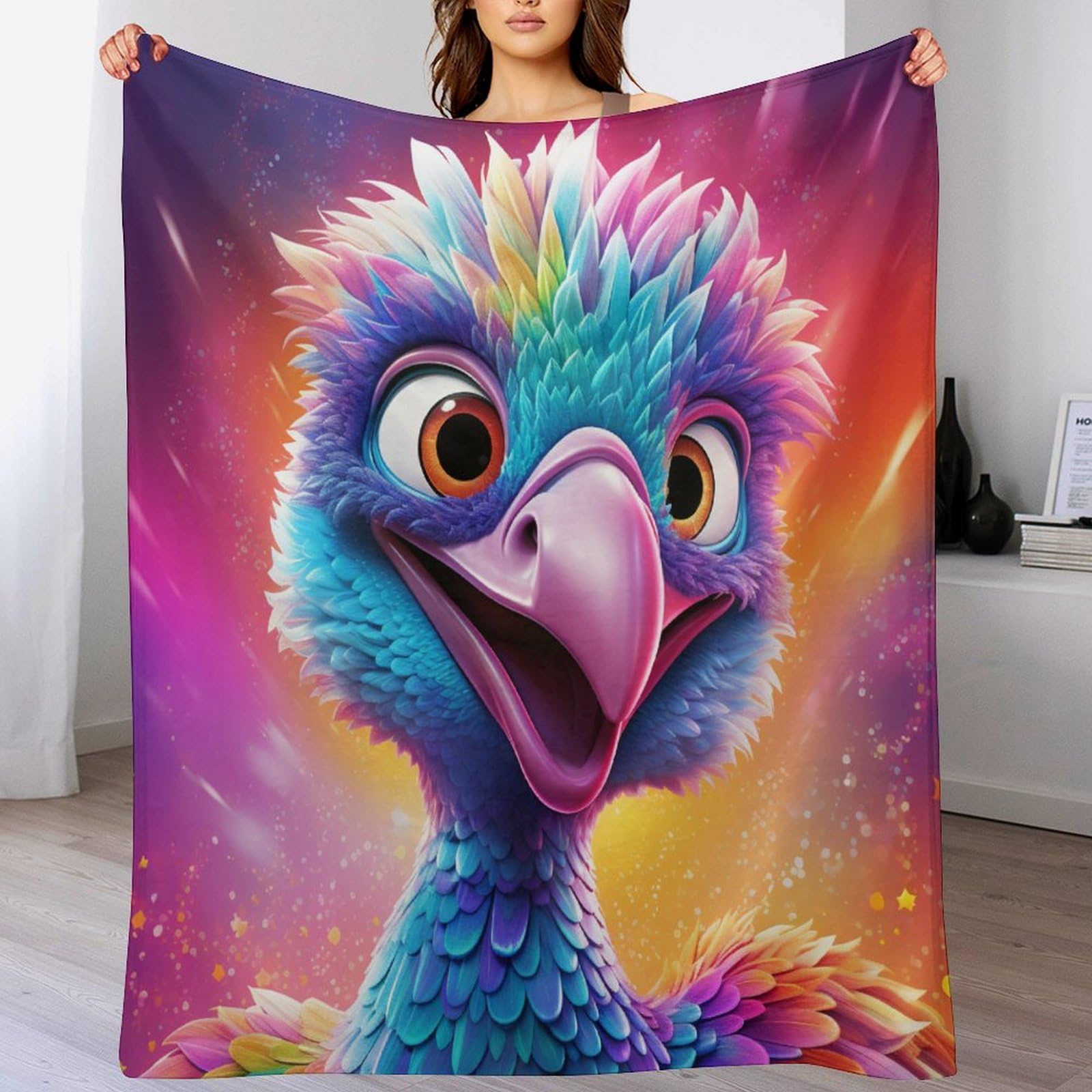 Couverture autruche en polaire de flannel pour votre canapé