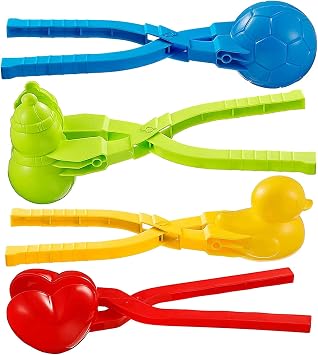 4-Piece Snowball Maker Toy Snow Toy Kit, Snowball Maker Clip, Round Duck Snowman Heart Snowball Maker, Snowball Clip