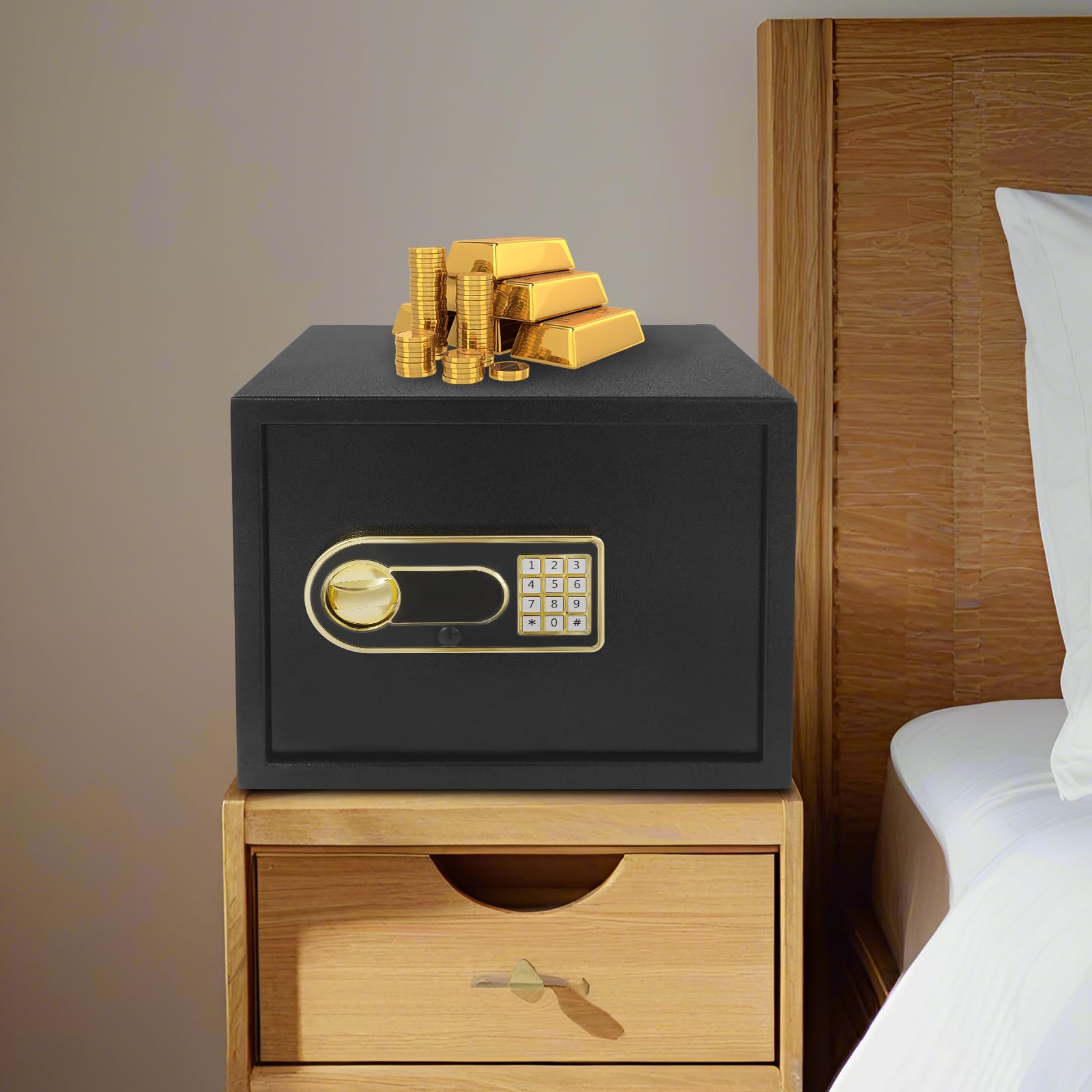 Cassaforte da 30 l per casa, cassaforte con serratura a combinazione e sistema di allarme, cassaforte da parete, per contanti documenti importanti