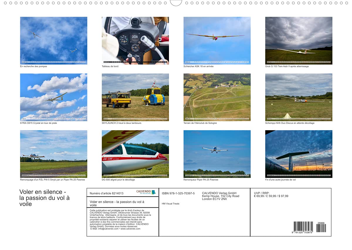 Voler en silence - la passion du vol à voile (Premium, hochwertiger DIN A2 Wandkalender 2022, Kunstdruck in Hochglanz): Libre comme l'air, sans ... thermique... (Calendrier mensuel, 14 Pages )