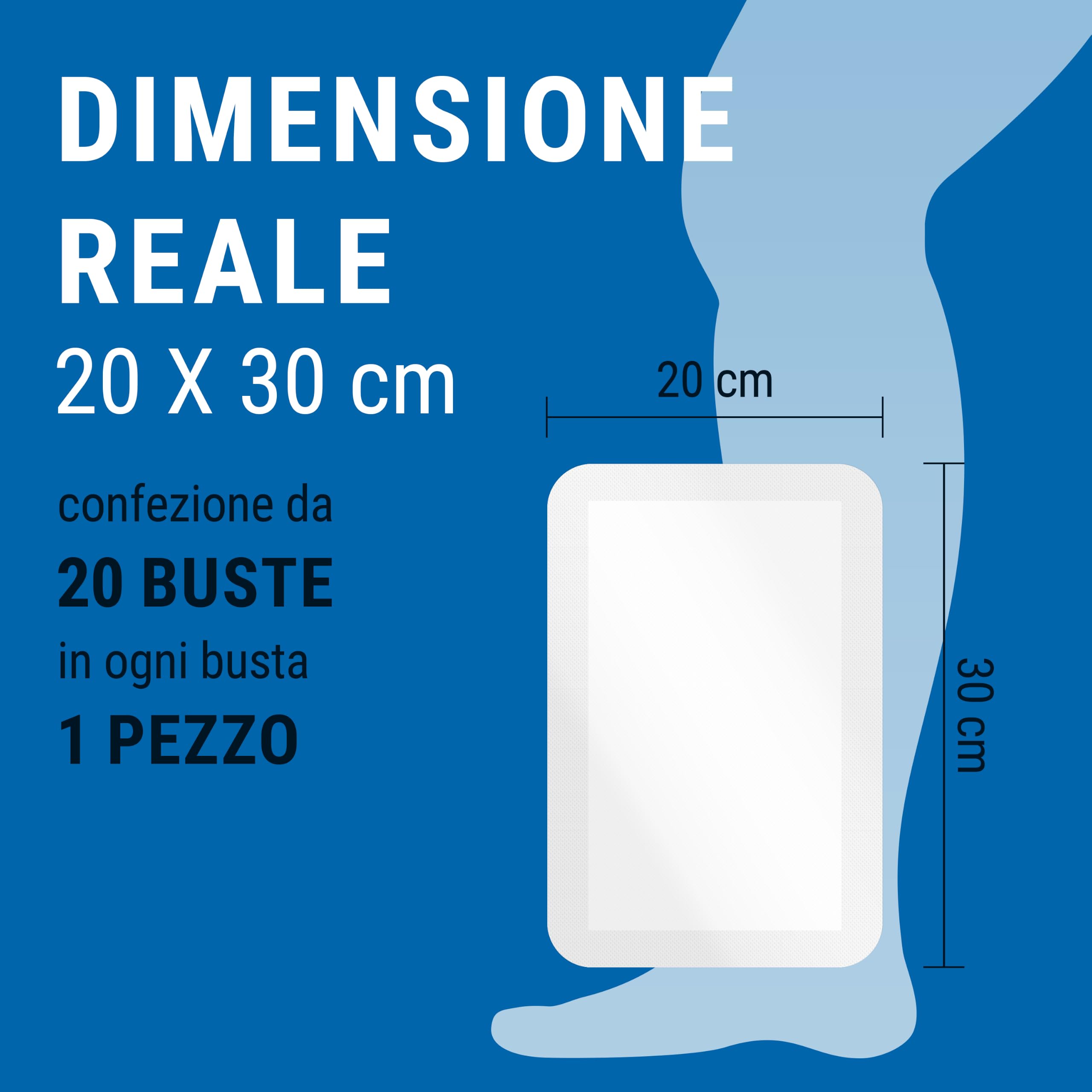 Medicazione Sterile Superassorbente - 20x30 cm - Ideale per Ferite Essudanti - Non Adesiva - Monouso - Morbida e Flessibile - Busta Singola da 1 Pezzo - Confezione da 20 Buste