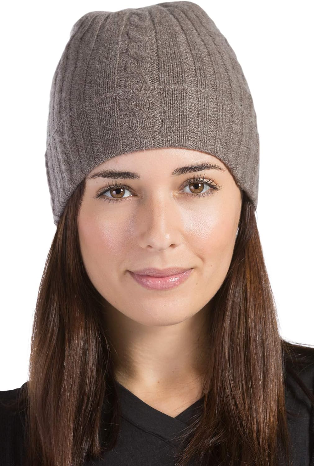 Fishers Finery Women's 100% Pure Cashmere Cable Knit Hat; Super Soft; Cuffed - Image 2