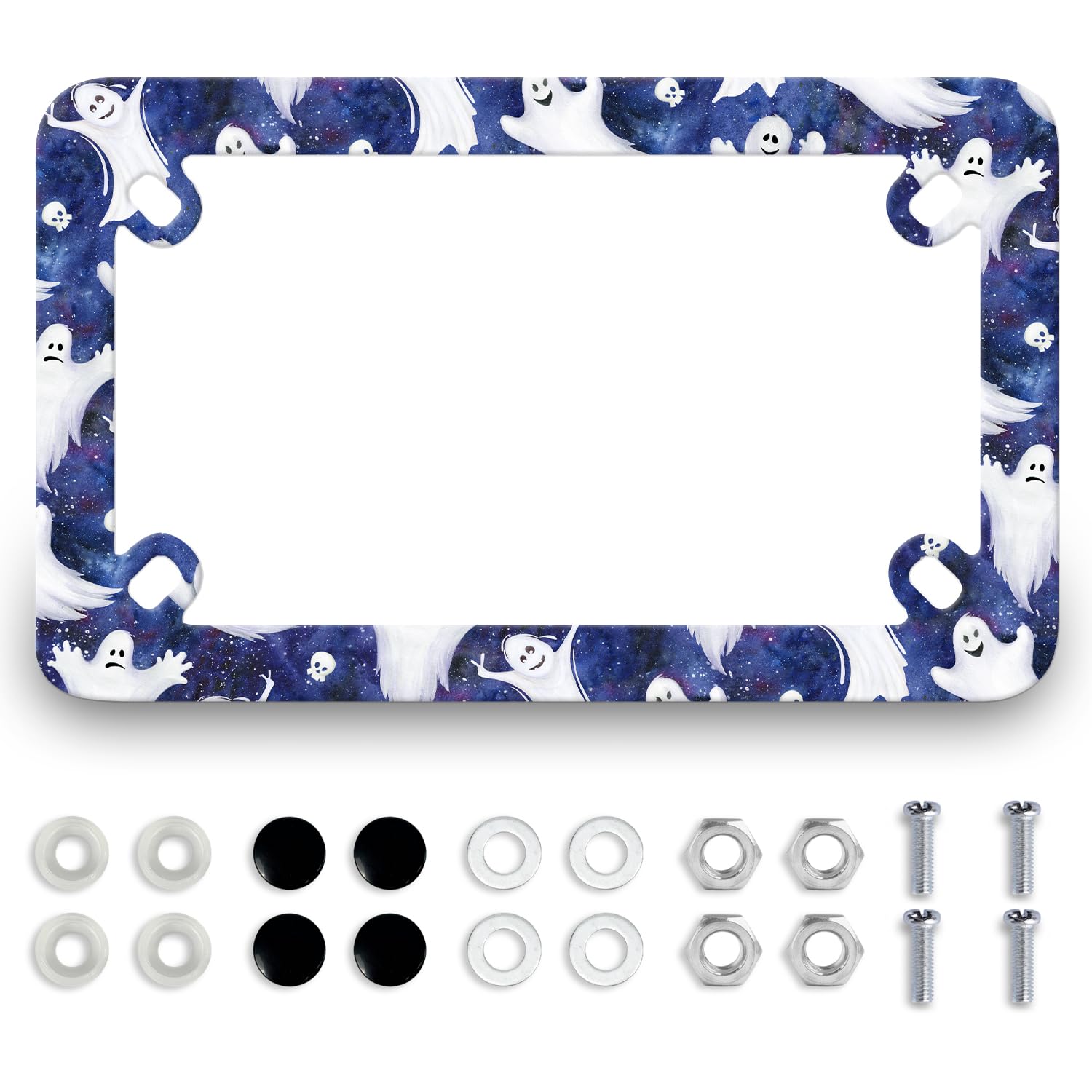 Carbon Fiber Motorcycle License Plate Frame - SXS ATV UTV Scooter Moped Tag Frames, 4 Holes