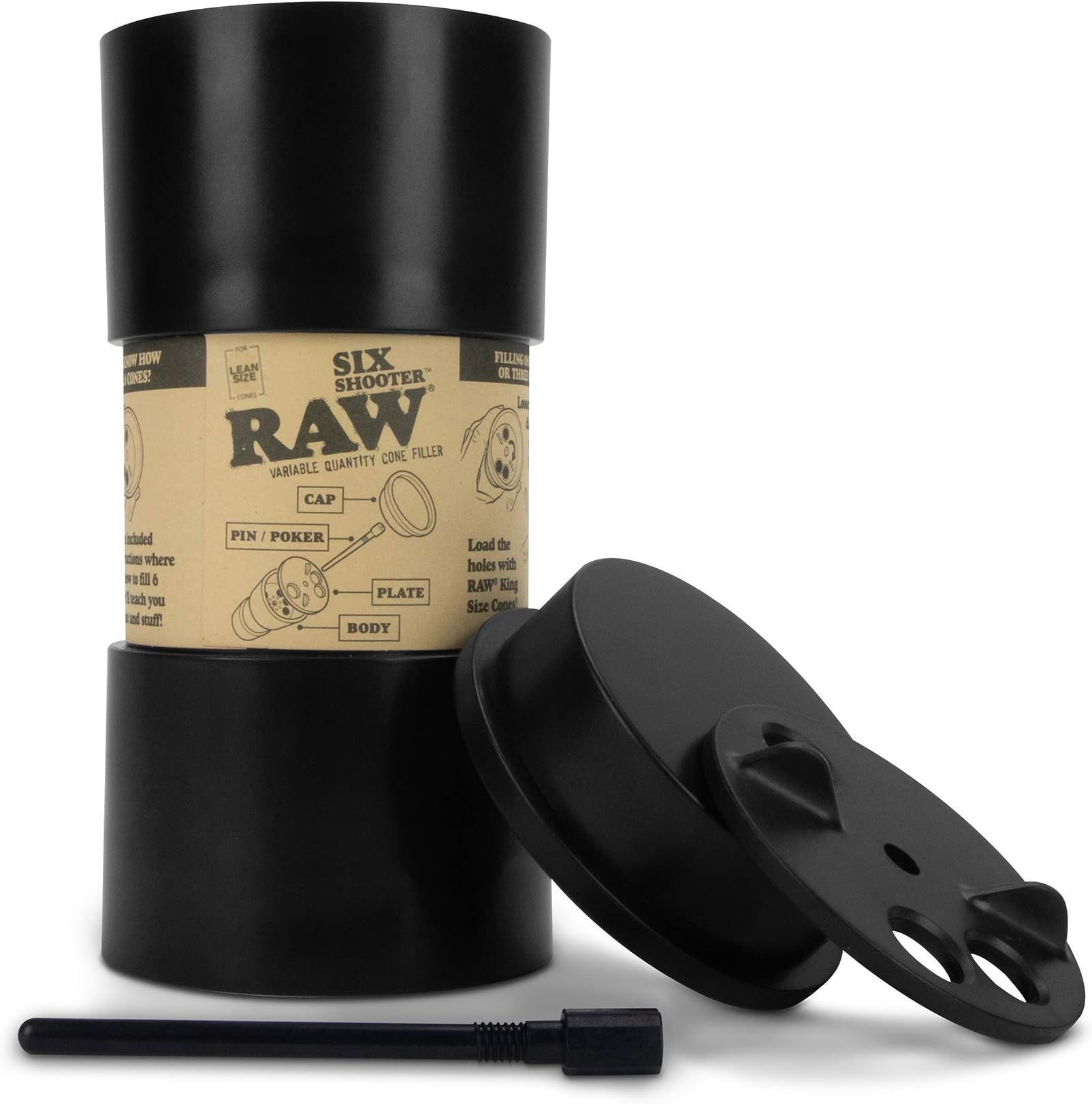 RAW Six Shooter for Lean Cones | Fast and Convenient Loader and Cone Filler | Fills up to 1,2,3, or 6 Cones at a Time