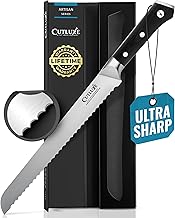 Cutluxe Bread Knife – 10" Serrated Knife for Homemade, Sourdough Bread – Forged High Carbon German Steel – Full Tang & Razor Sharp – Ergonomic Handle Design – Artisan Series