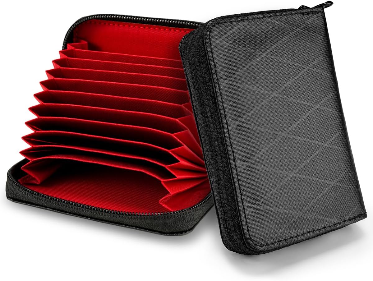 TACTICAL_GEEK PC1 EDC 11-Slot Nylon Card Holder for Credit Cards, Lightweight Zippered Minimalist Wallet for Men and Women, with Coin Pouch, Ultra-light and Waterproof (Bright Black)