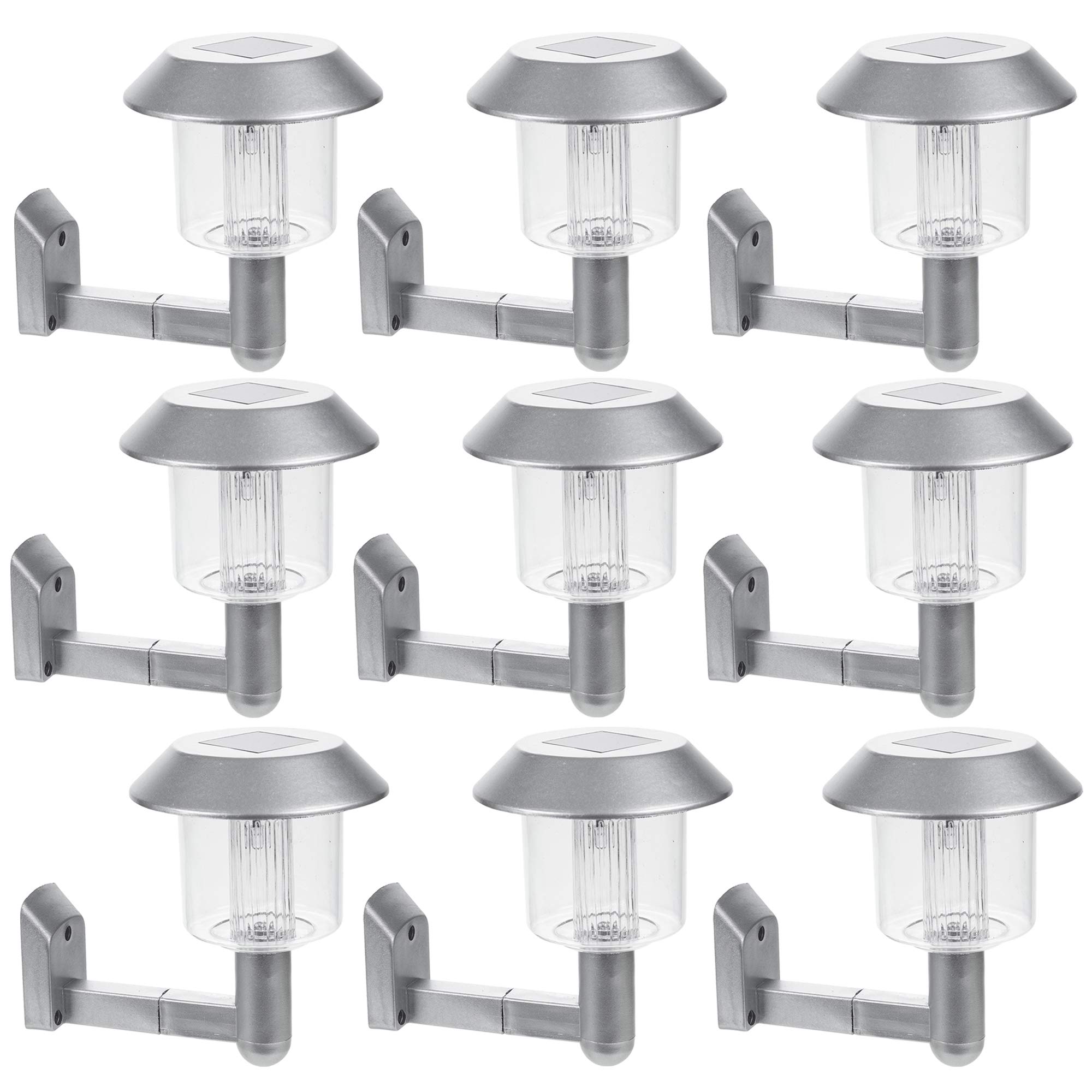 URBNLIVING Outdoor Solar LED Lights Wall Lamps Waterproof Garden Set 2,4,6,8,10 (Silver, 8 Lights)