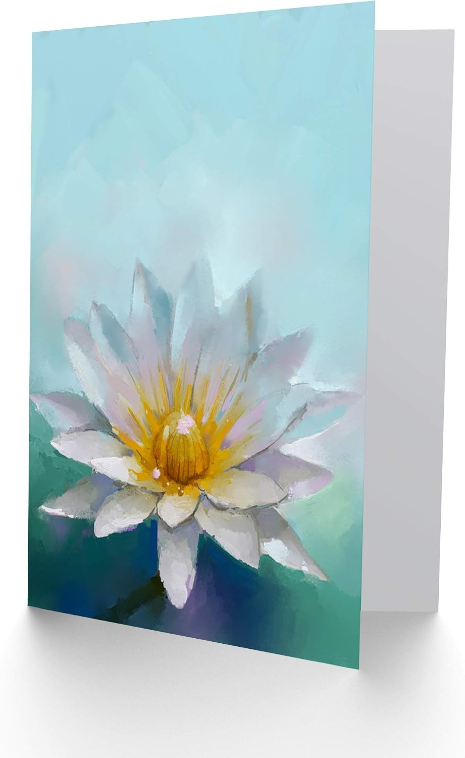 Wee Blue Coo Flower Lotus Painting Greeting Card With Envelope Inside Premium Quality