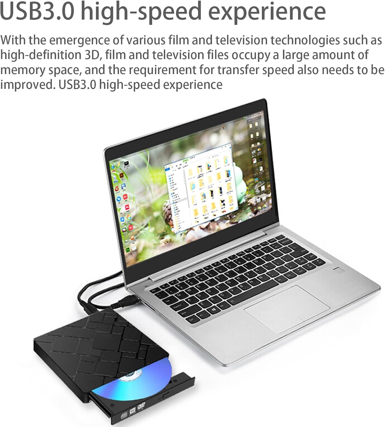 External CDs DVDs Burners Drive USB3.0 Type C Portable Opticals Disc Writer For PC Laptop External Dvds Writer With Fast Burn Speed