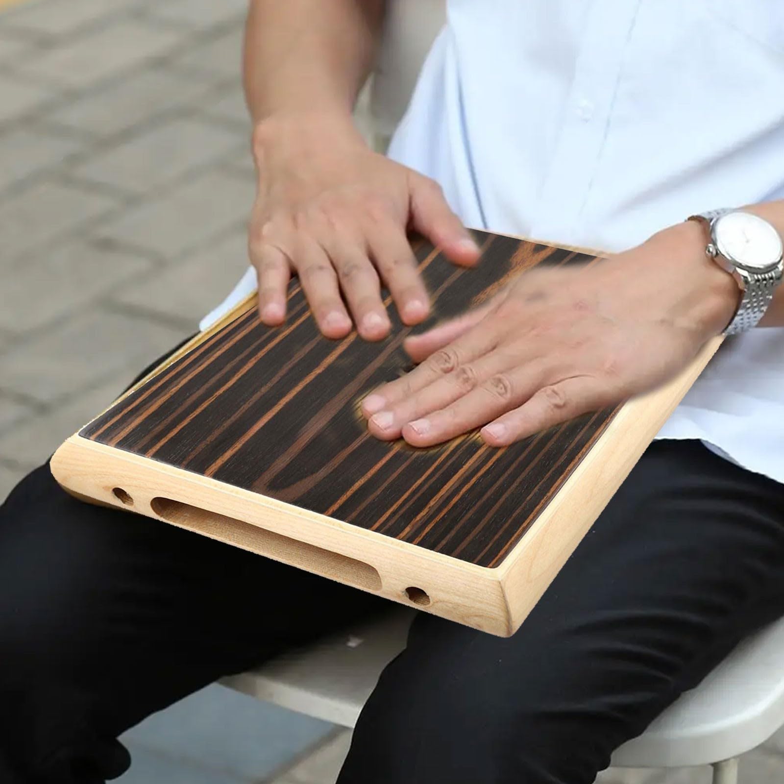 Travel Cajon zestaw perkusyjny z drewna brzozowego, bęben z werblami do akustyczny do sesji, przenośny Beatbox 45 x 235 x 290 mm (PAD1)