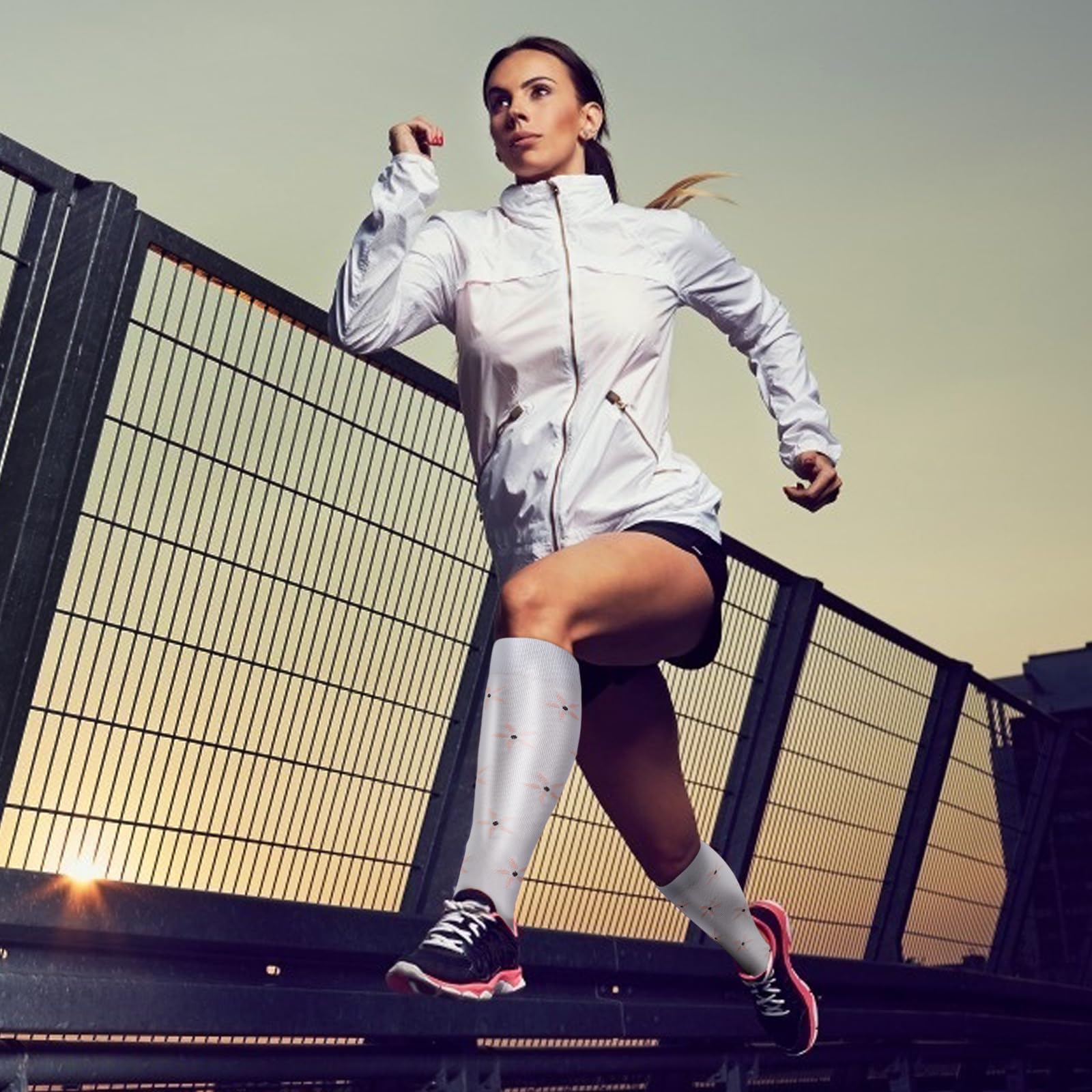 DRESHOW Chaussettes de Compression pour Hommes et Femmes Chaussettes de Compression pour Sportive, Cyclisme, Voyage en Avion, Course à Pied