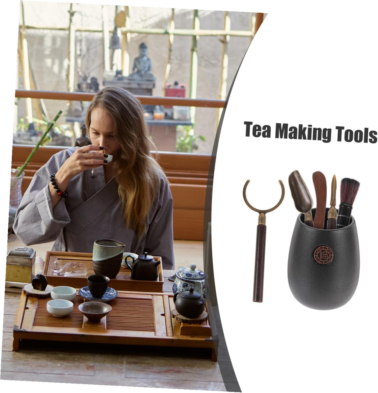 Black Ceramic Tea Spoon, Tea Ceremony Accessories