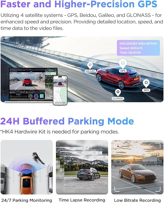 Bundle: VIOFO A229 Pro 2CH + 256GB Card + HK4 with 8pcs Fuse Tap VIOFO A229 Pro 4K HDR Dash Cam, Dual STARVIS 2 IMX678 IMX675, 4K+2K Front and Rear Car Camera, 2 Channel with HDR, 5GHz WiFi GPS