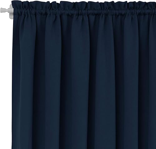 Miniatura 5 de Deconovo Bohome Panel de puerta con bolsillo cortinero, cortinas opacas con aislamiento térmico para puertas, con alzapaños, 63.5 x 101.6 cm, azul