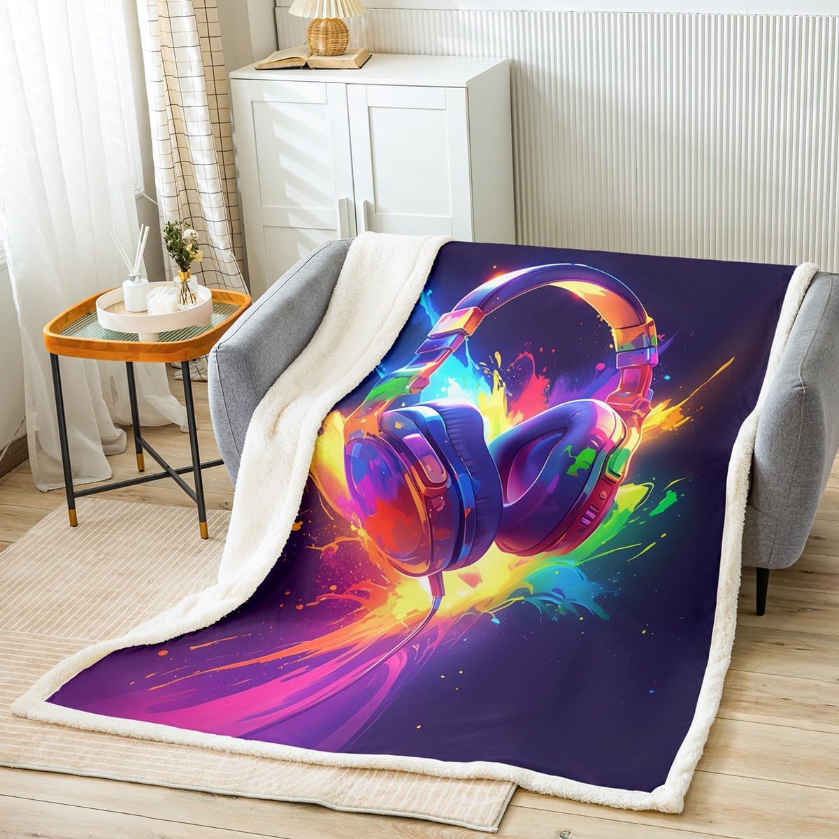 Castle Fairy Football Game Fleece Blanket,Football Rugby Sports Player Bed Blanket for Kids Teens,American Flag Flannel Blanket for Room Decor,Queen 90"x90"