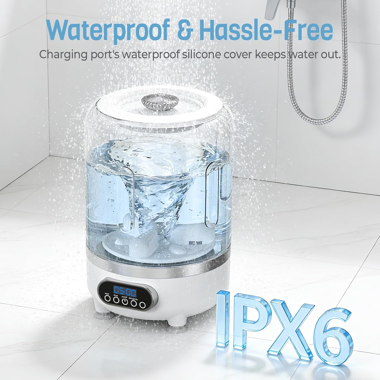 3L Cordless Portable Mini Washing Machine, Rechargeable Compact Underwear Washer with Drain Hose & Spin Basket, Small Laundry Washer for Dorm, Apartment, RV, Travel, Camping