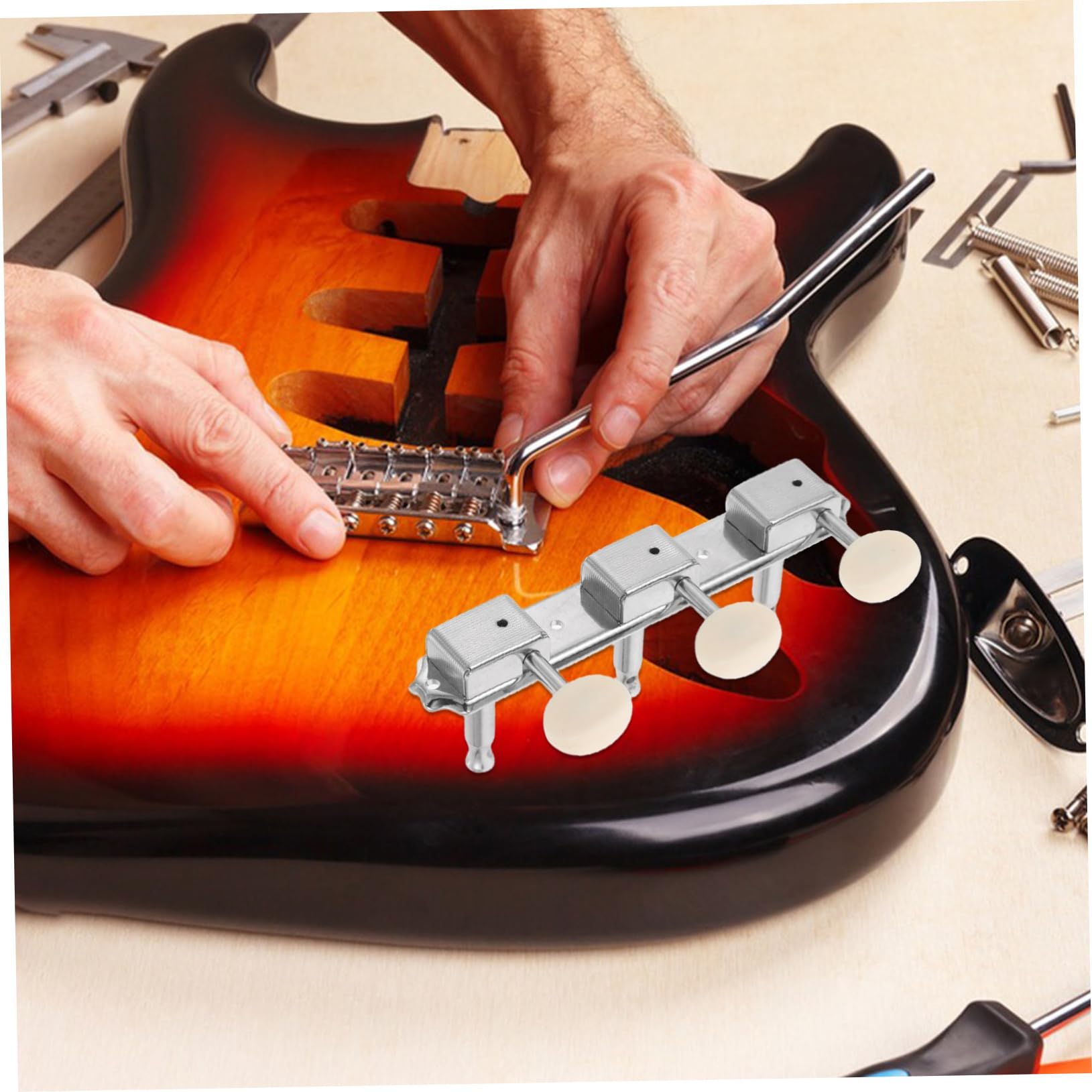 TOYANDONA 1 Paio Di Accordatori Per Chitarra In Metallo Argentato Meccaniche Manopole Piroli Viti