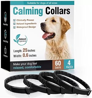 Calming Collar for Dog 4 Pack - Pheromone Calm Collars for Stress Relief, Fireworks & Storms - Adjustable Fit for Small, Medium, Large Dogs Working 240 Day - Black