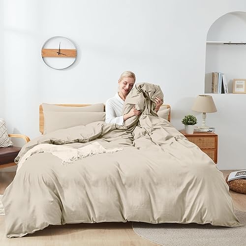 Miniatura 24 de Sufdari Juego de funda de edredón tamaño King, juego de funda de edredón de 3 piezas, ultra suave y transpirable, con cierre de cremallera y lazos
