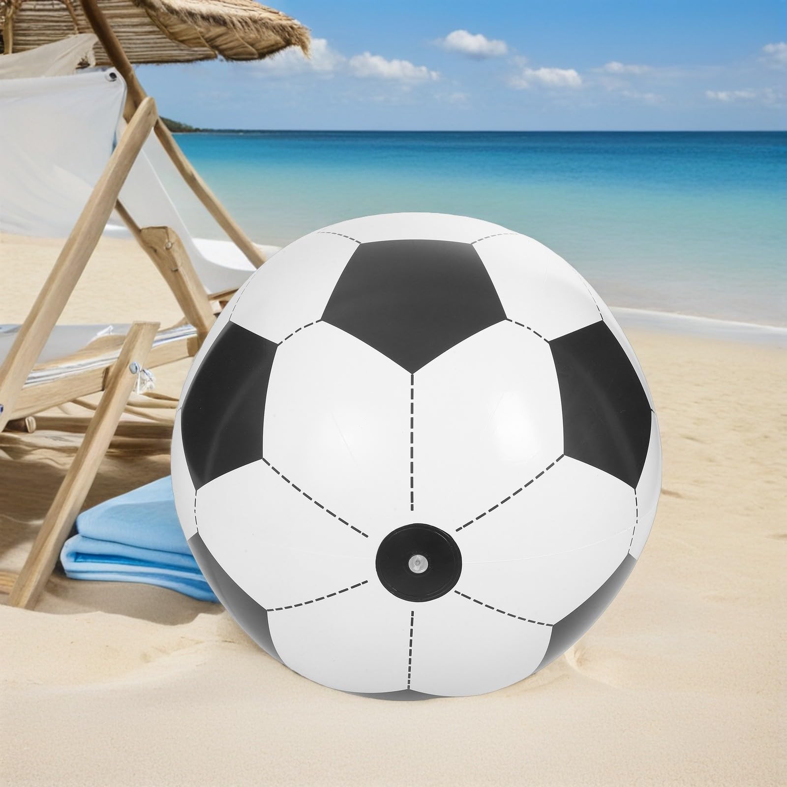 TOYANDONA 2 Balones de Fútbol Inflables para Playa - Balón de Fútbol Inflable Gigante, Globos de Playa Enormes para Actividades Al Aire Libre, Decoración de Piscinas Y Fiestas (80 Cm)