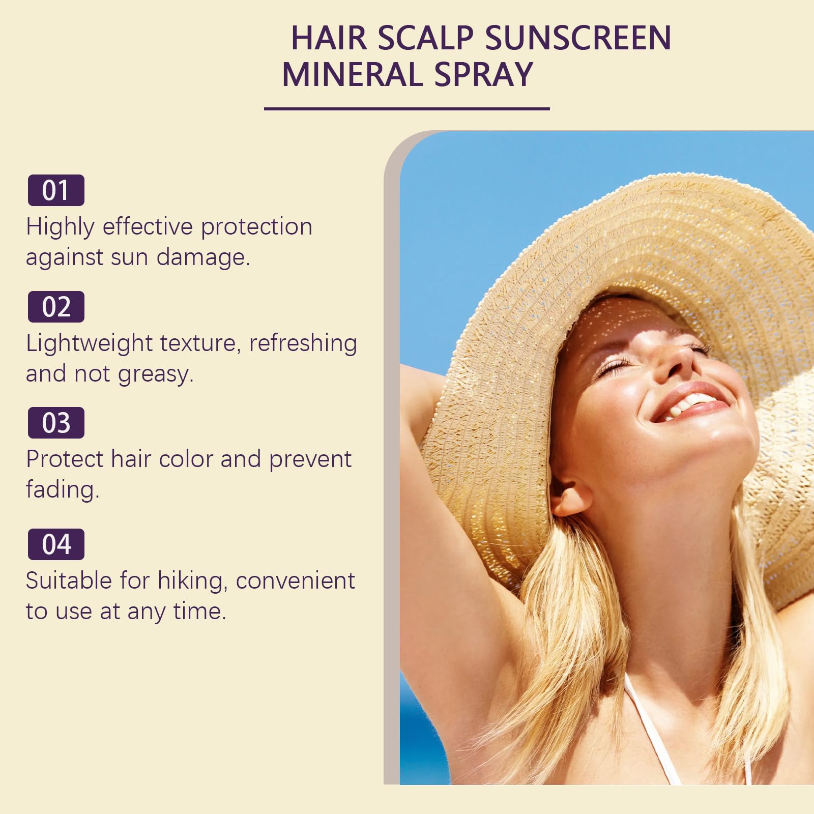 Spray Solare Capelli SPF 30, 4 Pezzi | Protezione UV per capelli colorati, Non grasso e senza peso, Con olio di cocco, Contro secchezza e sbiadimento