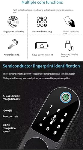 Miniatura 7 de Generic Cerradura de puerta de hierro Courtyard electrónica doméstica cerradura de puerta de huella digital cerradura de borde de puerta