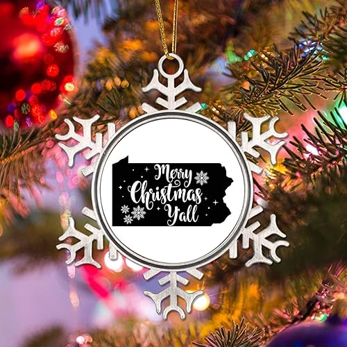 Miniatura 4 de Pennsylvania States Snowflake Metal Ornament Xmas Keepsake Merry Christmas YAll Decorative Hanging Ornaments Patriotic USA State Hanging Christmas