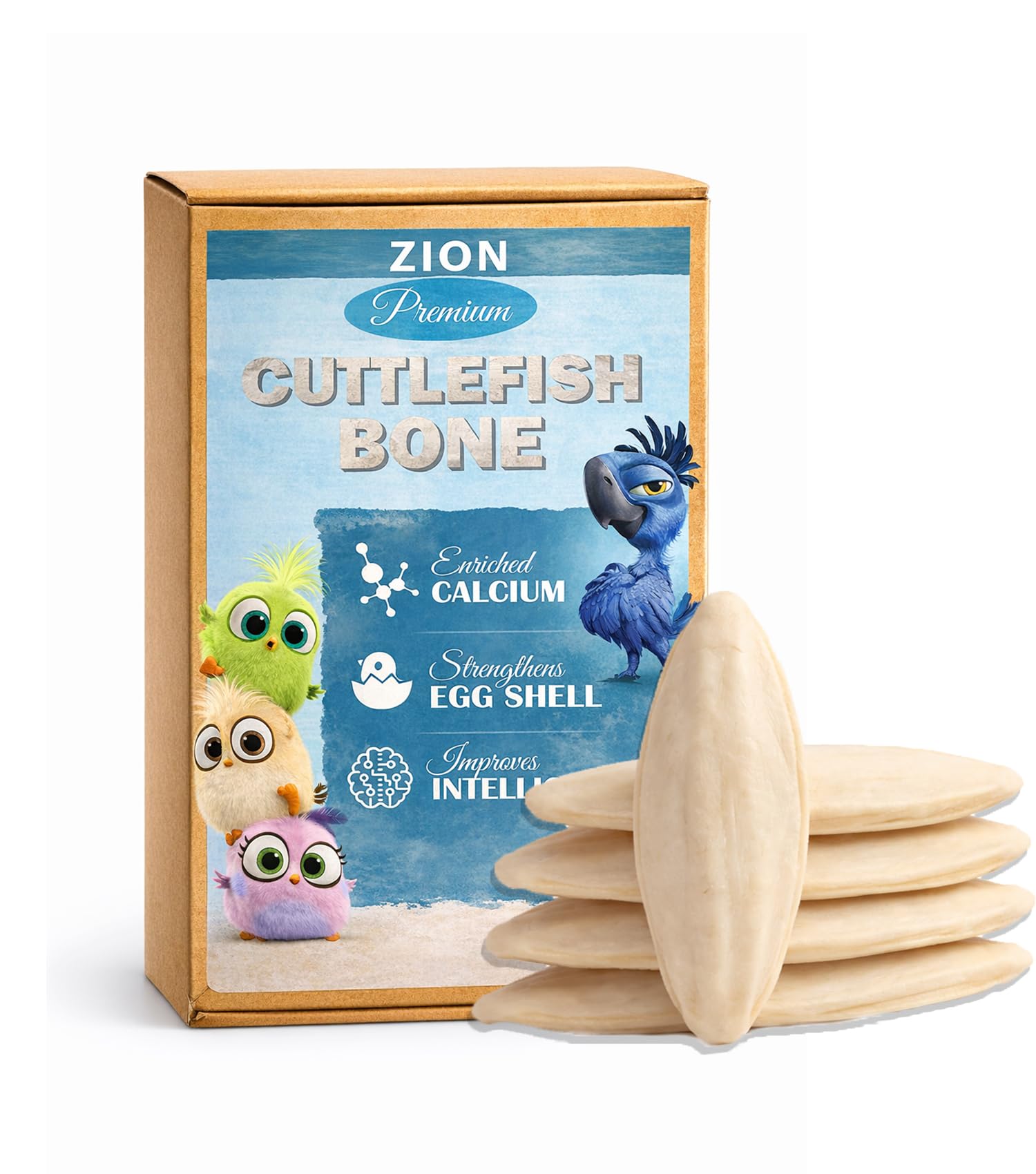 ZION All Life Stages Premium Cuttlefish Bone for Birds - Calcium for Lovebirds,Finches, Budgies, Conures, Cockatiels, African Grey, Macaws, Budgies,Cockatoo, Eclectus, 100 g