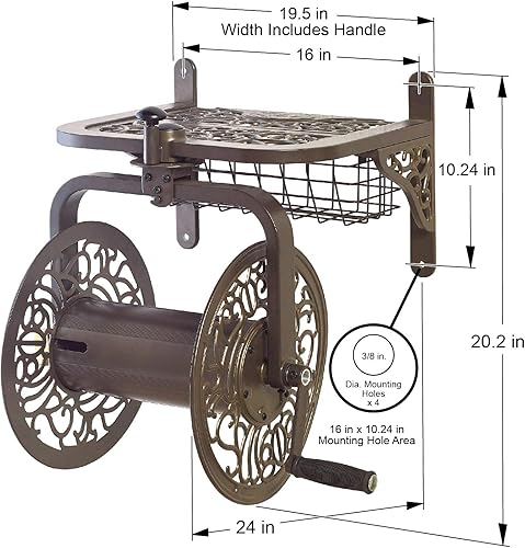 Vista 41 de Liberty GARDEN 712 - Carrete multidireccional de brazo simple para manguera de jardín, capacidad para manguera de 5/8 pulgadas x 125 pies