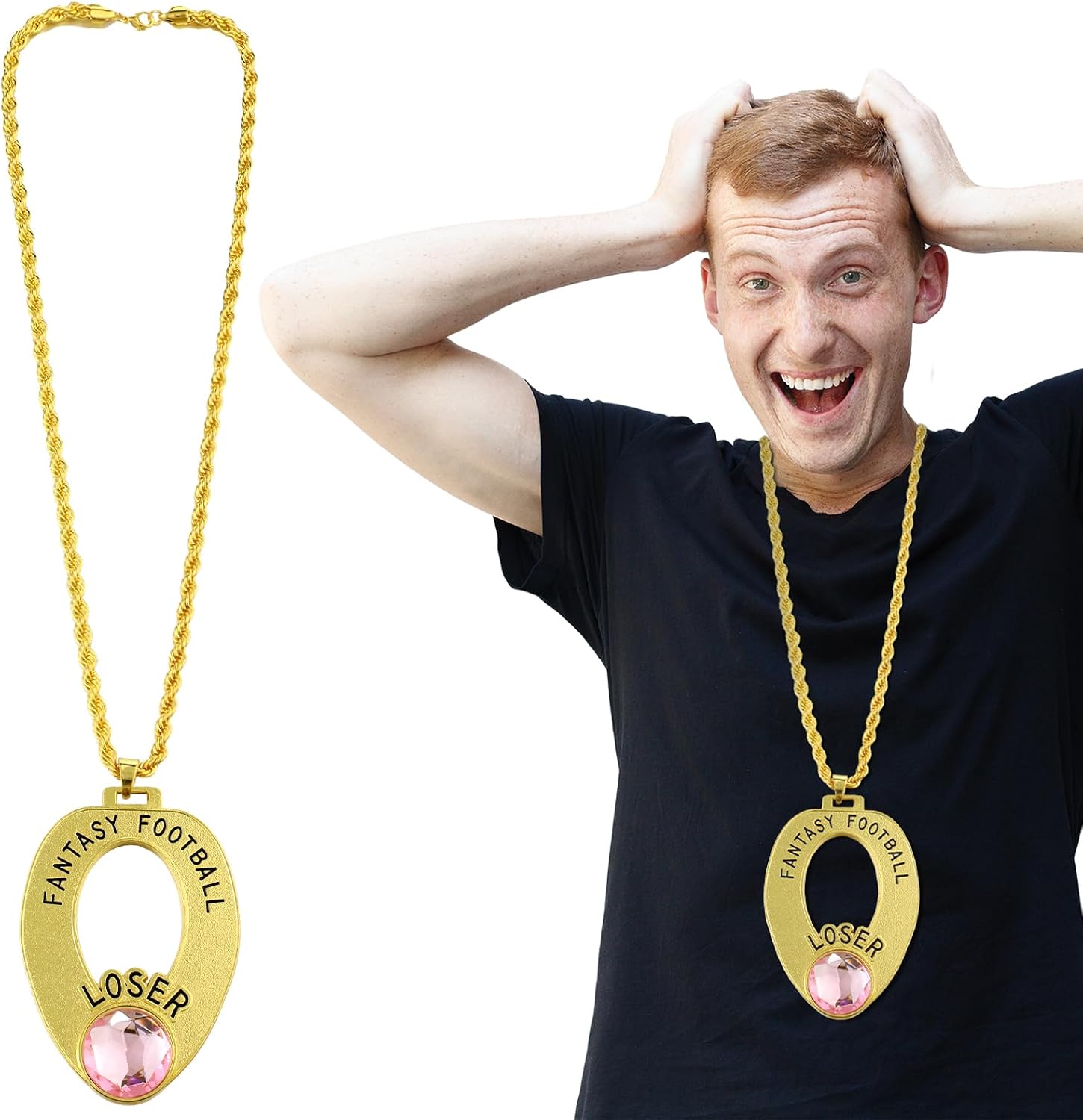 Fantasy Football Loser Medal with Chain Last Place Toilet Trophy Award Neck Chain Funny Loser Football Leagues Award Gift Fantasy Prize for Party Favors