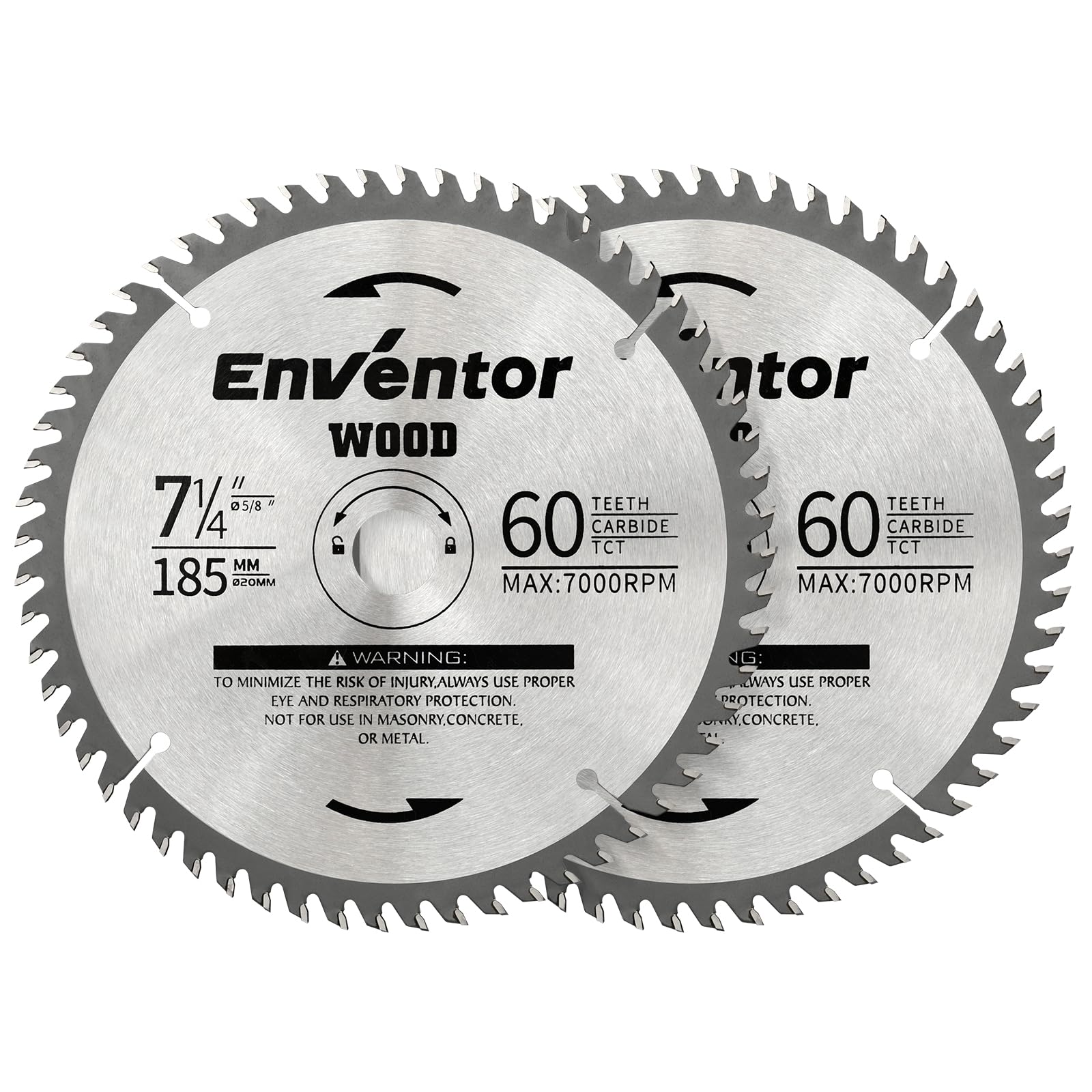 Enventor 2PCS Circular Saw Blades, 185mm* 20mm Bore *60T, TCT Saw Blade for Wood Cutting Compatible with 76332L, 76343L
