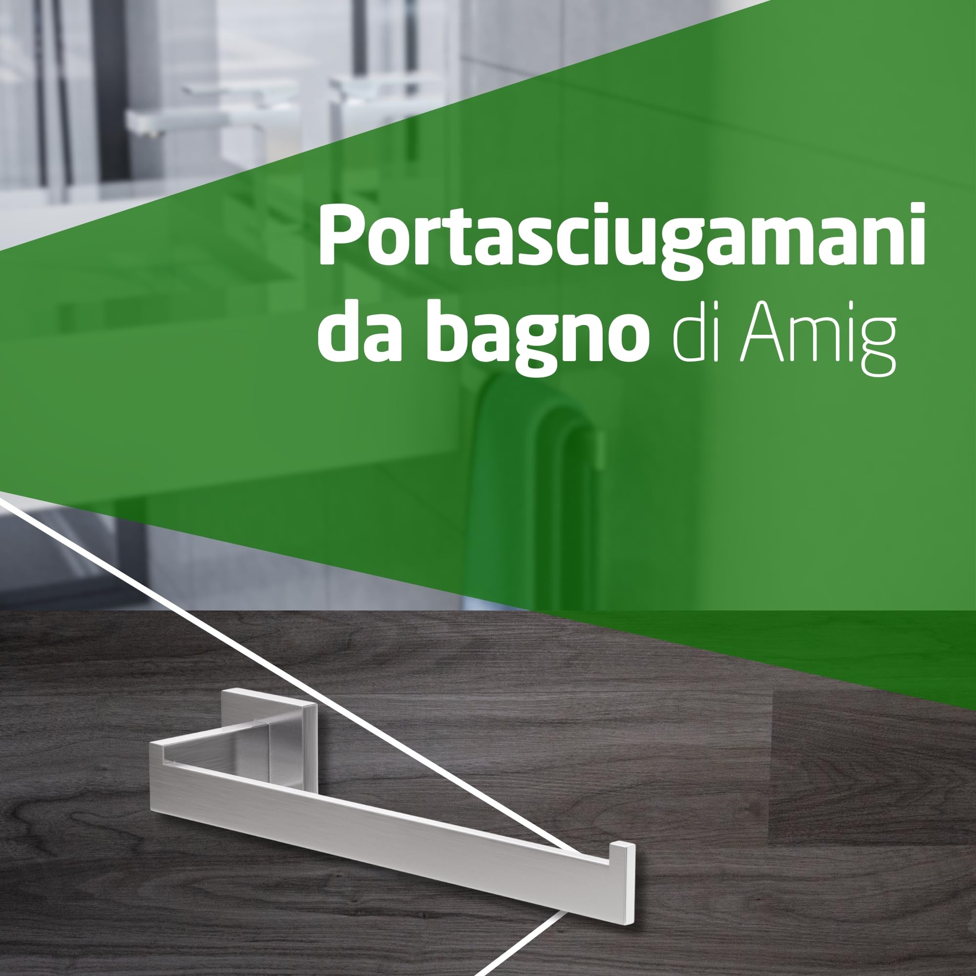 Portasciugamani adesivo da bagno, supporto murale per asciugamani senza viti, 205 x 125 mm, acciaio inossidabile, argento opaco | Leroy Merlin