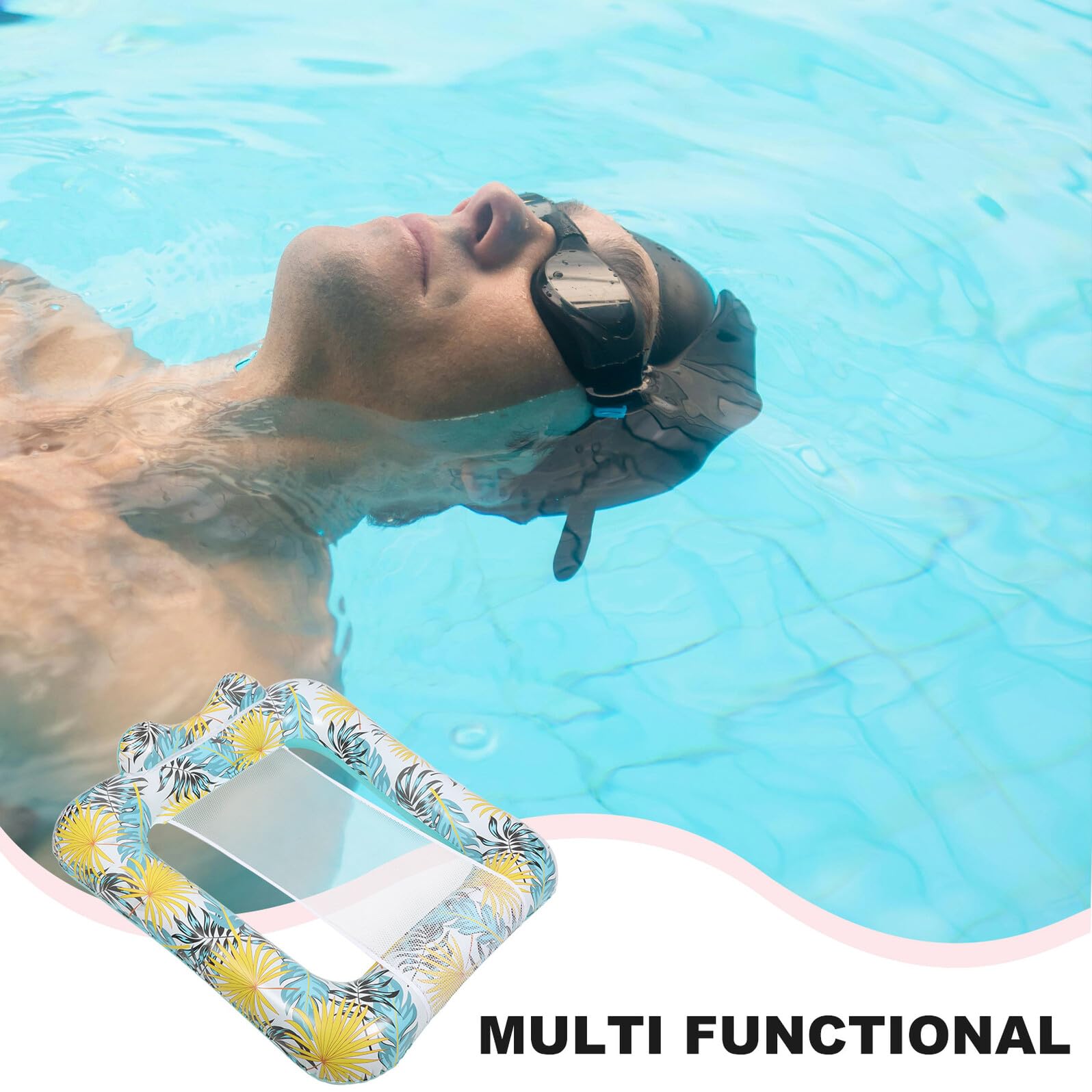 Amaca Galleggiante per Piscina ad Alta Resistenza in Rete per Adulti, Sedia Gonfiabile Portatile per Relax e Divertimento in Acqua, Lettino Galleggiante Multifunzionale
